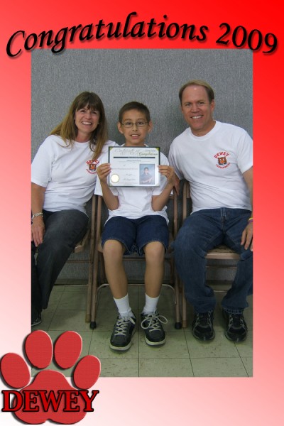 Class of 2009_02.jpg - Josh, his teachers, and his Promotion Certificate